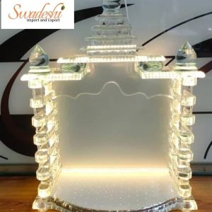 Illuminated Acrylic Glass Temple Mandir with LED Lights