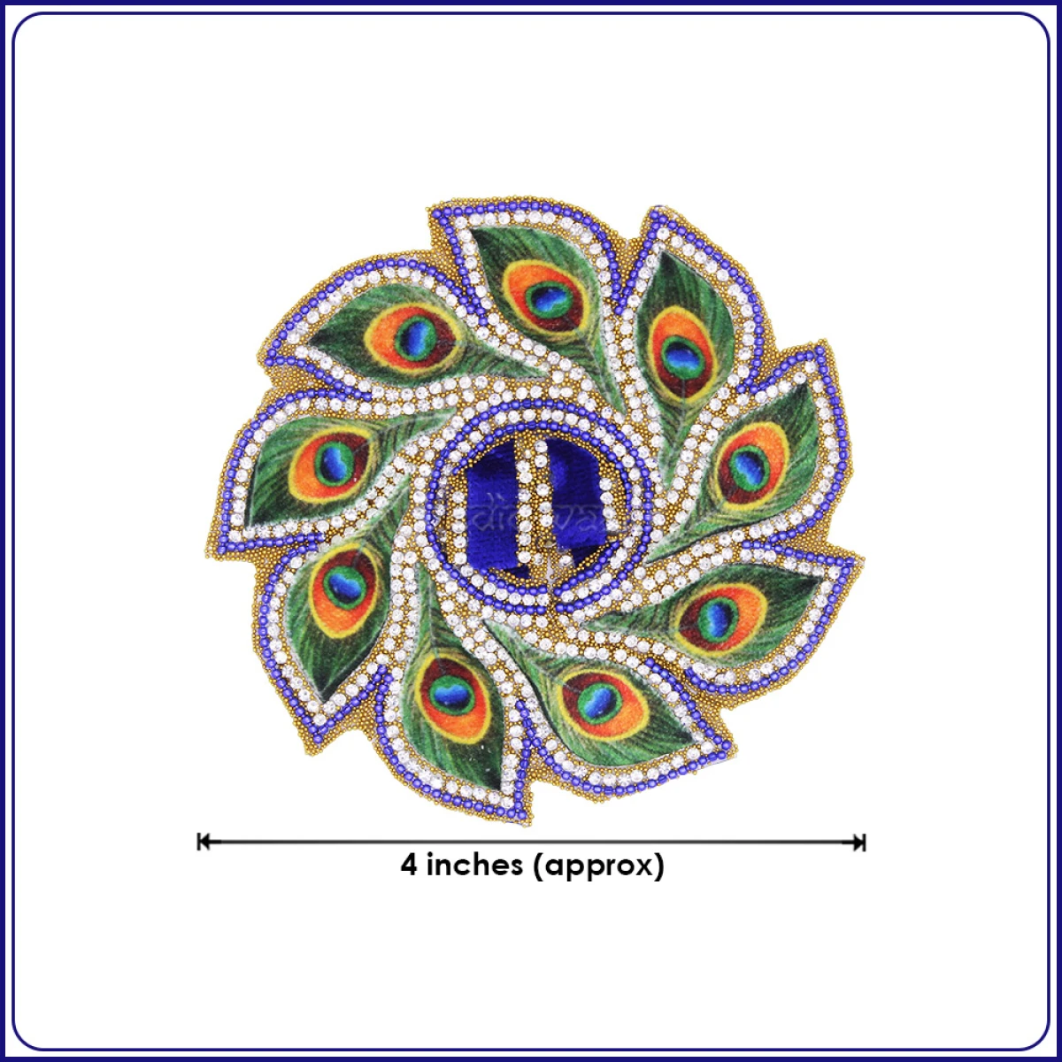 Blue Color Kanha Ji Dress in Morpankh Design - 0 No (4 inches diameter)